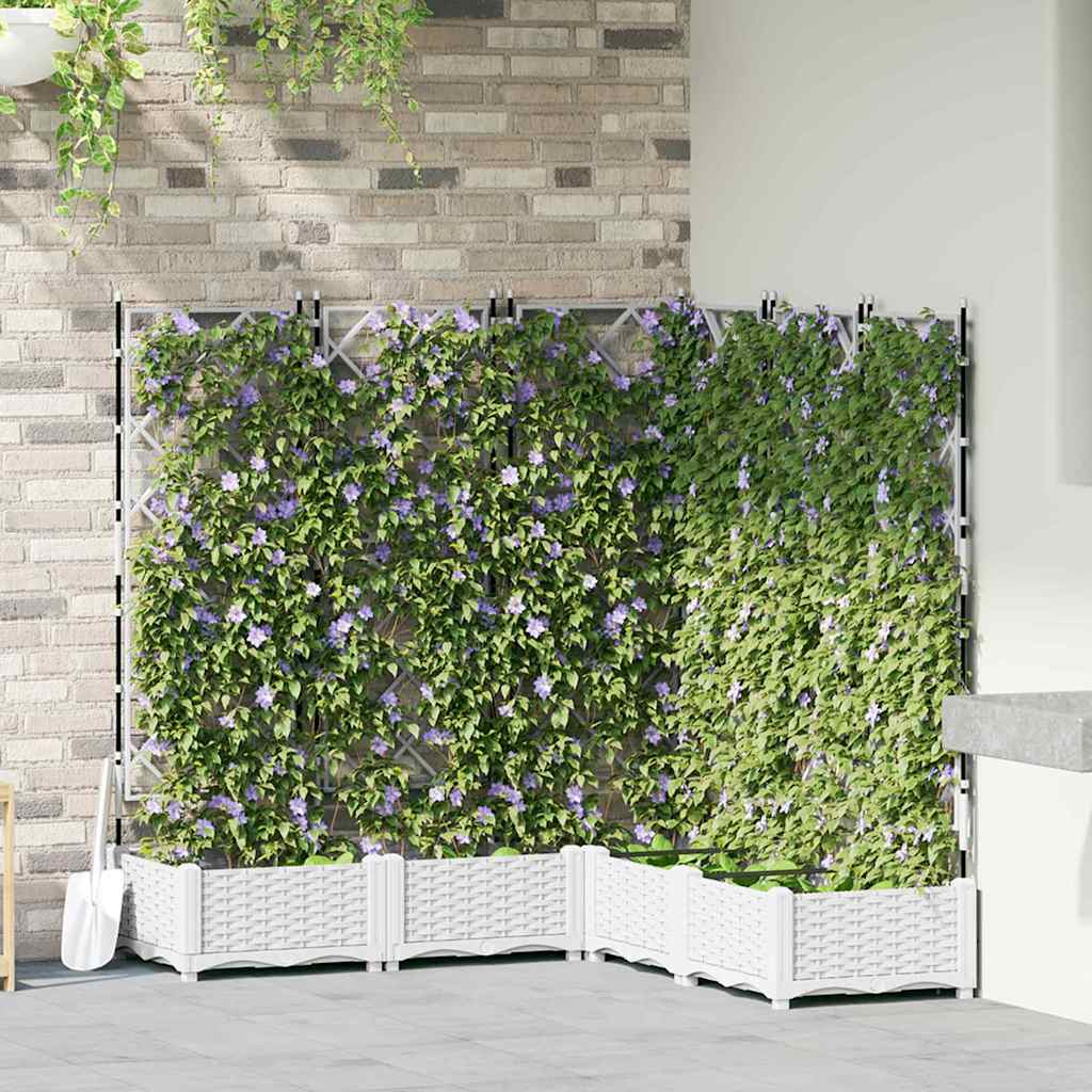 Vidaxxl macetero de jardín 5 piezas blanco 120 x 120 x 125,5 cm acero