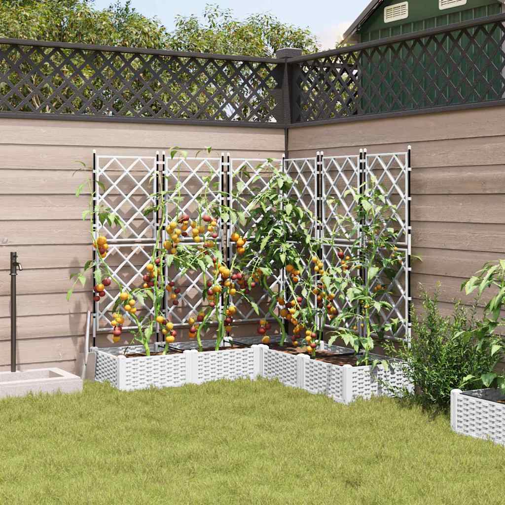 Vidaxxl macetero de jardín 5 piezas blanco 120 x 120 x 125,5 cm acero