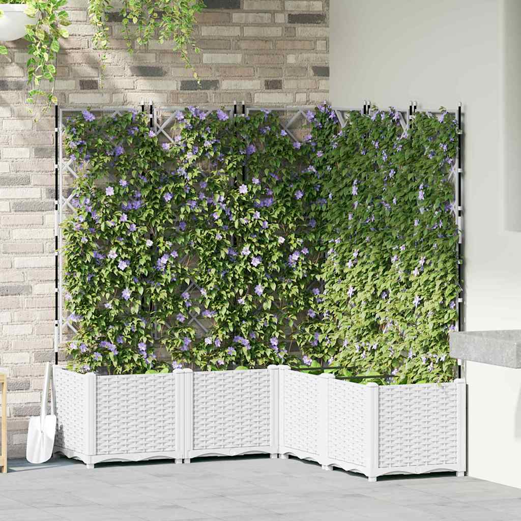 Vaso da fiori da giardino Vidaxxl 5 pezzi bianco 120 x 120 x 143 cm acciaio