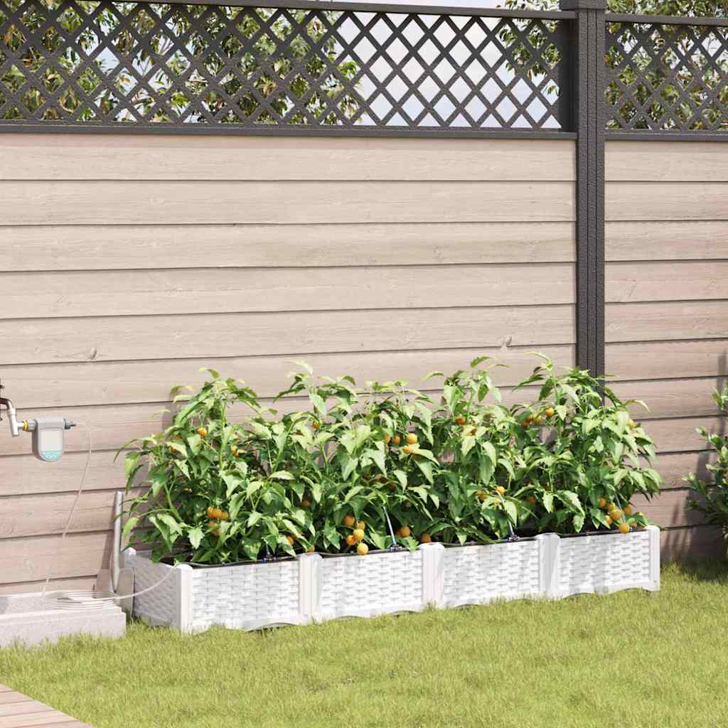 Vaso da fiori da giardino VidaXL 4 pezzi in acciaio bianco