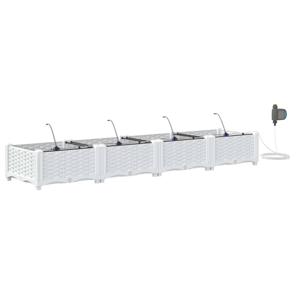 Vidaxl tuin bloempot 4 pcs wit staal