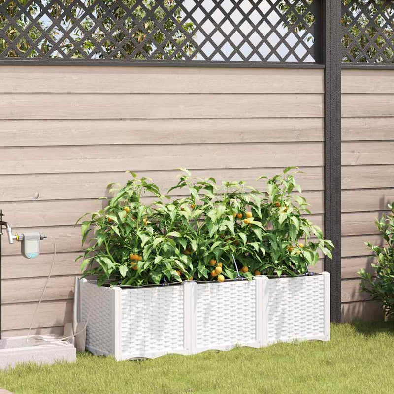 Vaso da fiori da giardino VidaXL 3 pezzi in acciaio bianco
