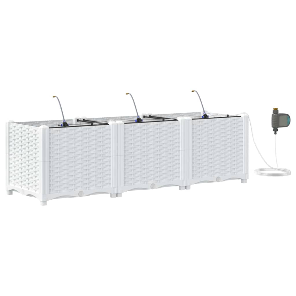 Vidaxl tuin bloempot 3 pcs wit staal