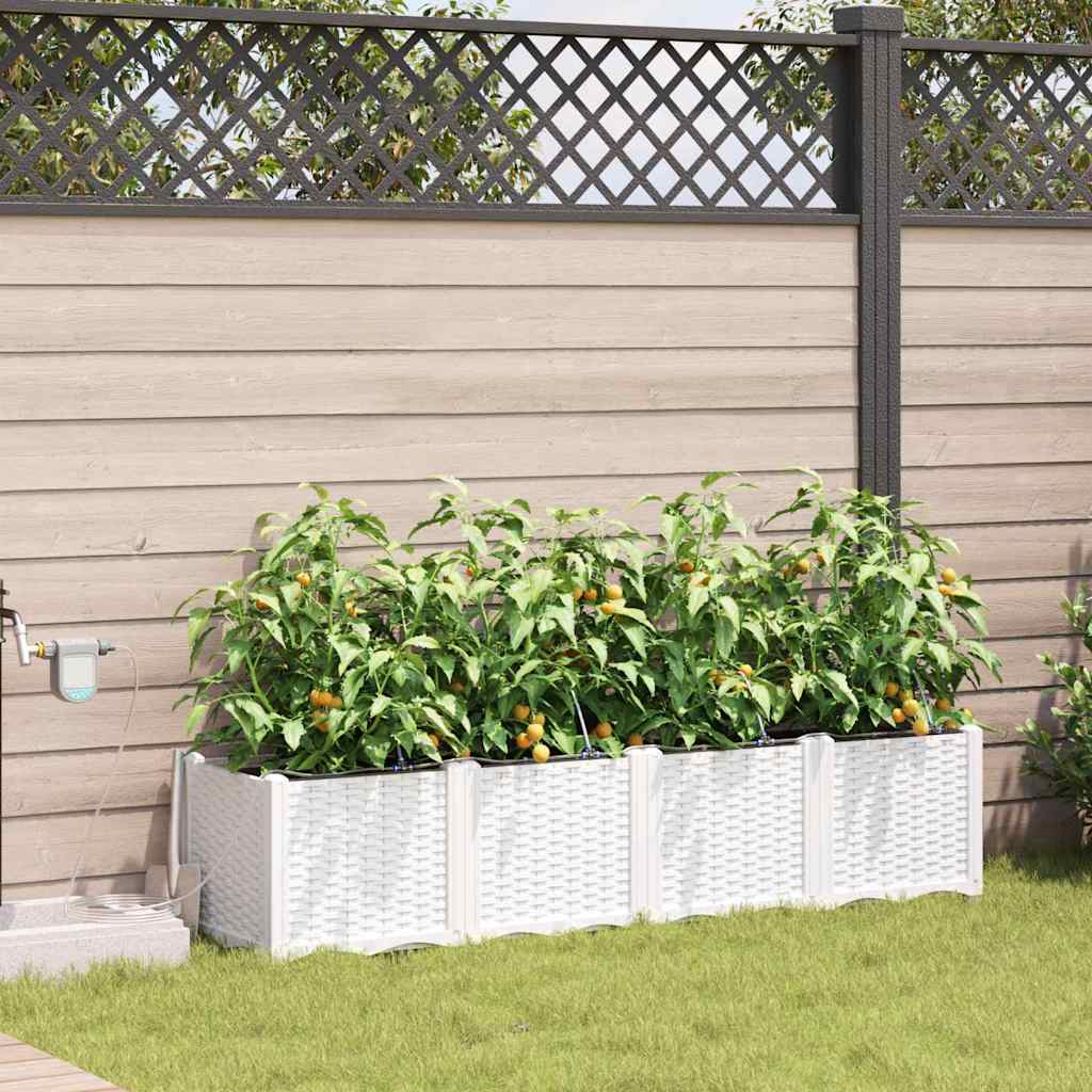 VidaXL macetero de jardín 4 piezas acero blanco