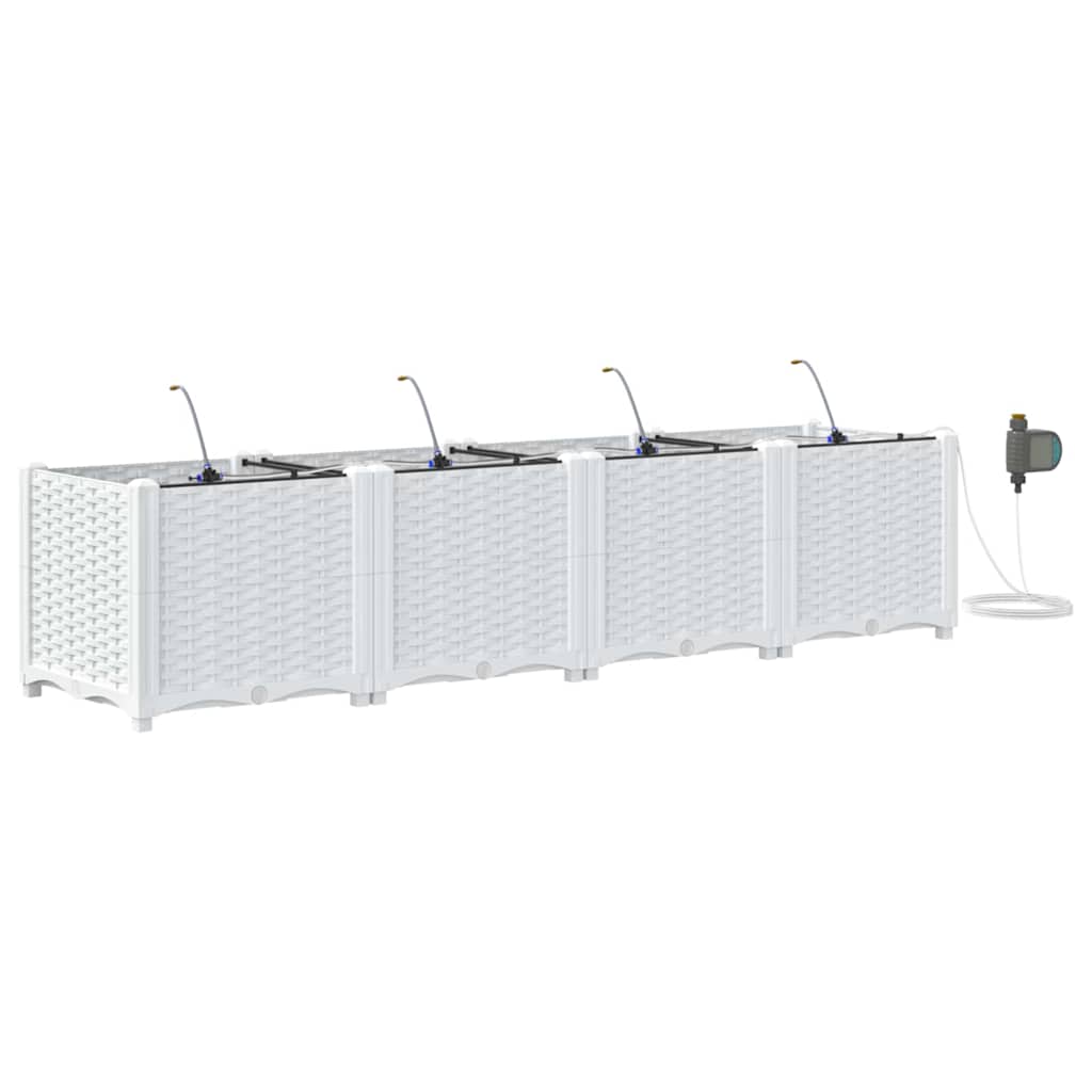 Vidaxl tuin bloempot 4 pcs wit staal