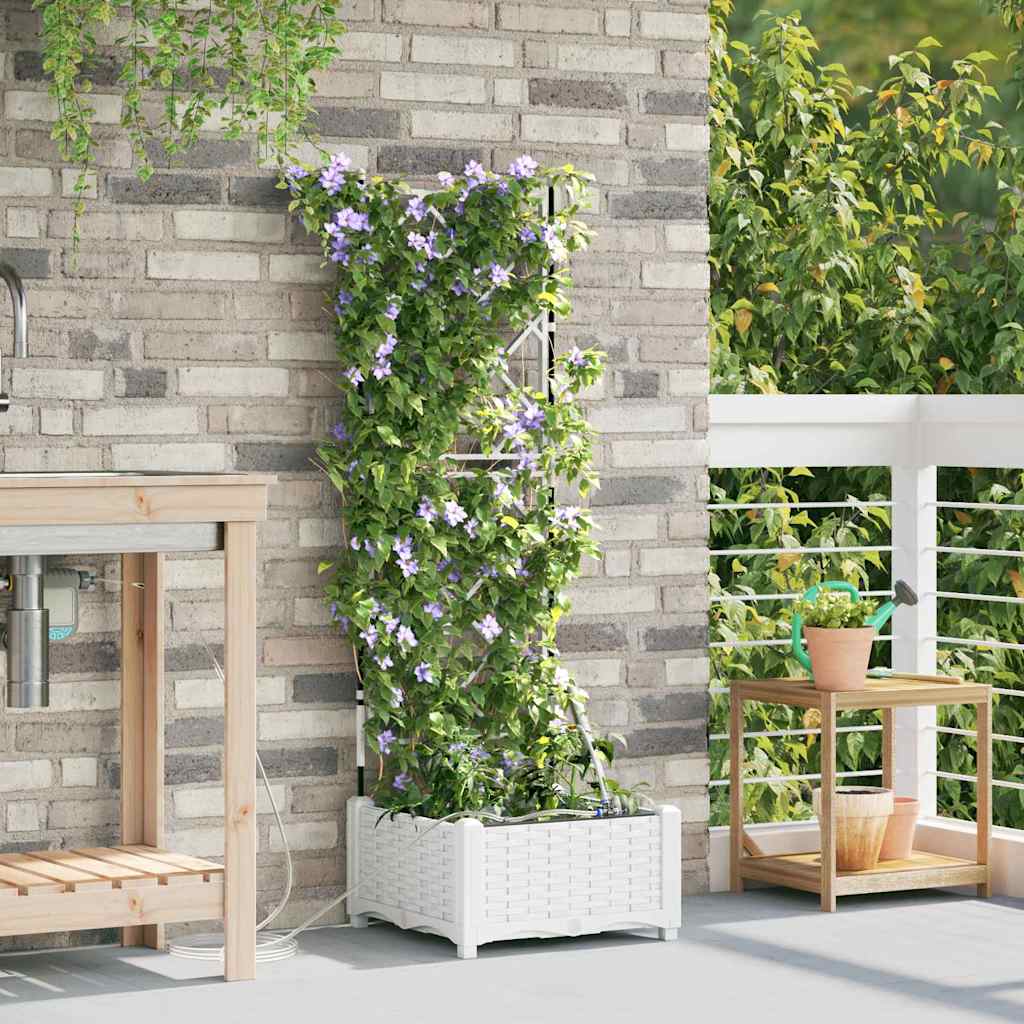 Vaso da fiori da giardino VidaXL bianco 40 x 40 x 126 cm in acciaio