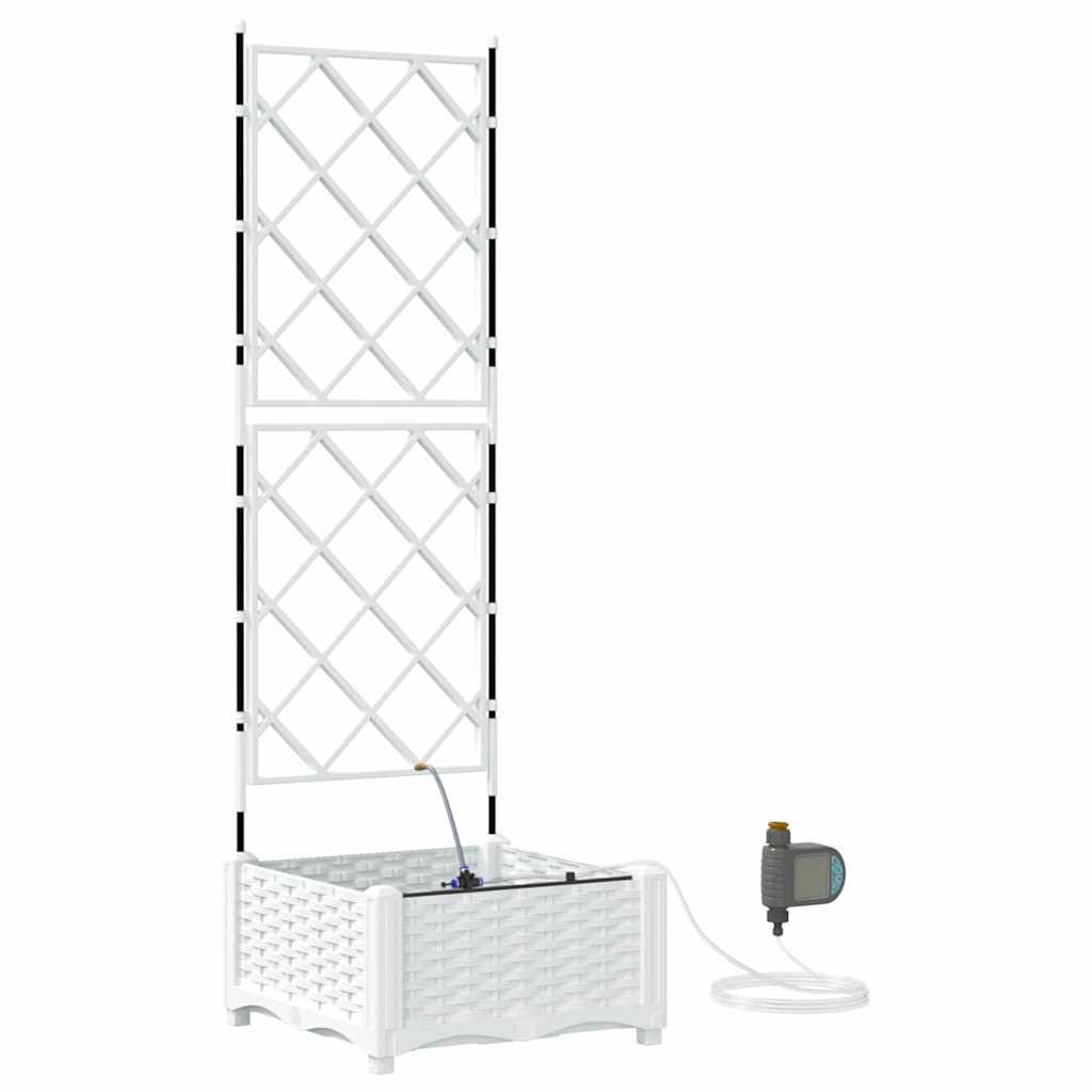 Vidaxl tuin bloempot wit 40 x 40 x 126 cm staal