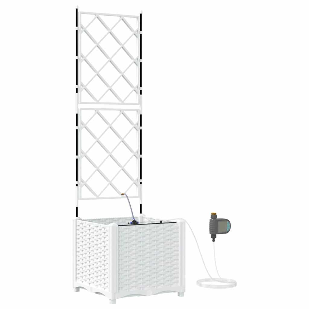 Vidaxl tuin bloempot wit 40 x 40 x 142 cm staal