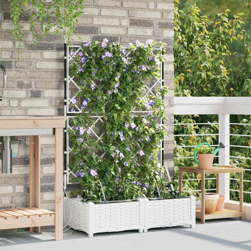 Vaso da fiori da giardino VidaXL 2 pezzi in acciaio bianco