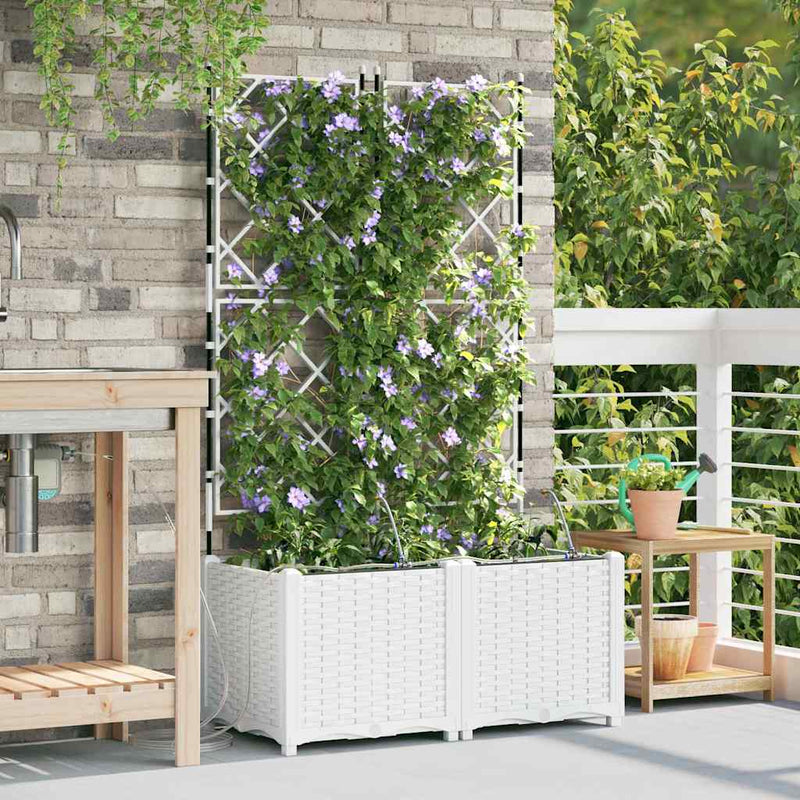 Vaso da fiori da giardino VidaXL 2 pezzi in acciaio bianco