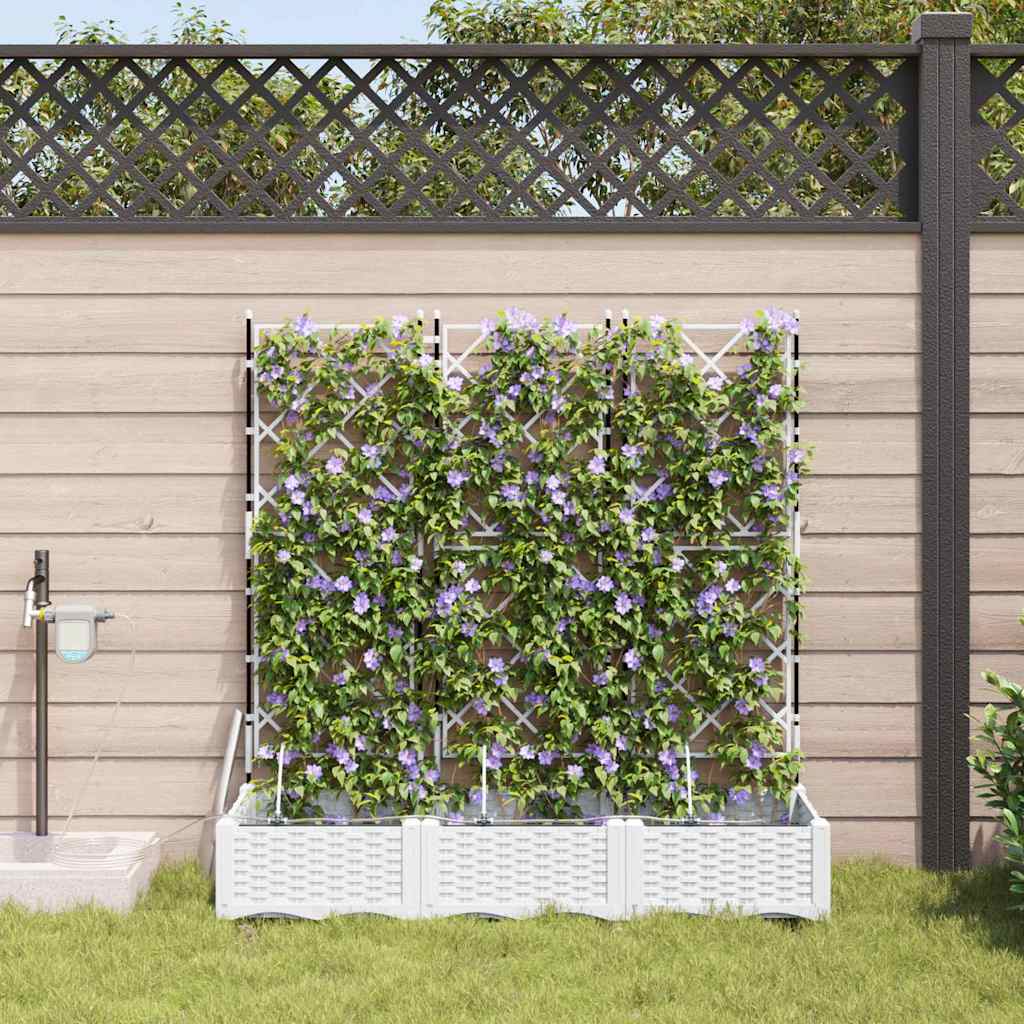 Vaso da fiori da giardino VidaXL 3 pezzi in acciaio bianco