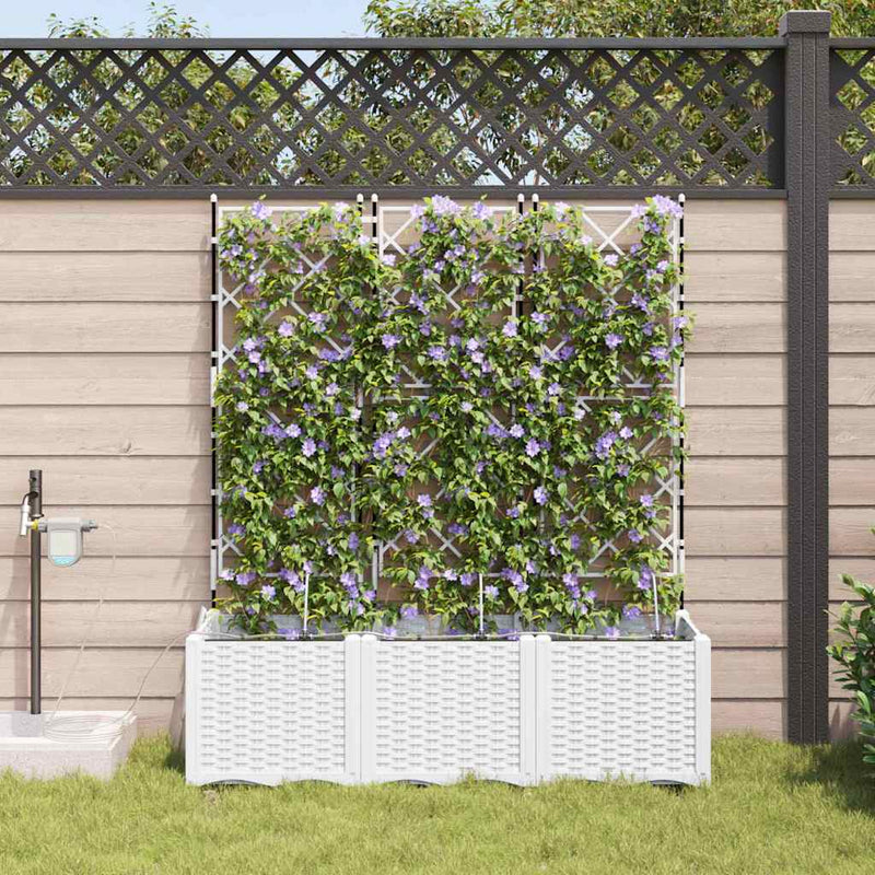 Vaso da fiori da giardino VidaXL 3 pezzi in acciaio bianco