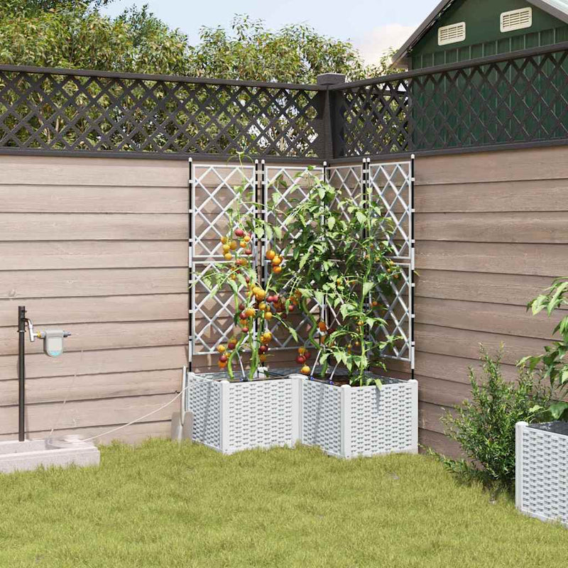 Vaso da fiori da giardino VidaXL 3 pezzi in acciaio bianco