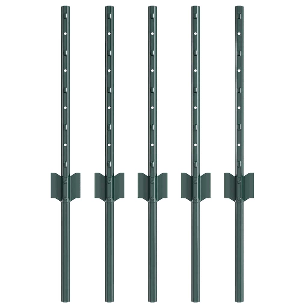 Poste para valla vidaxl 5 piezas verde 80 cm acero