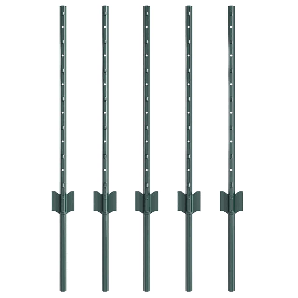 Vidaxl afrasteringspaal 5 pcs groen 100 cm staal
