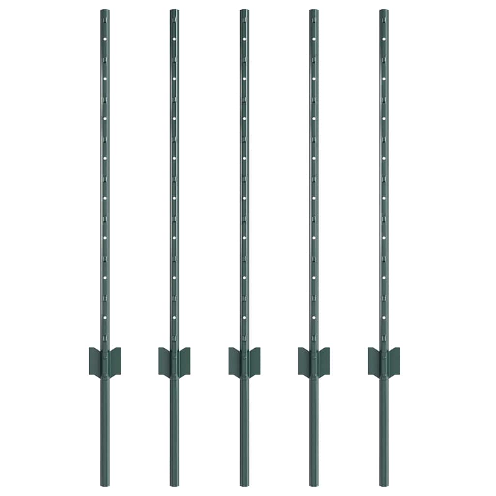 Vidaxl afrasteringspaal 5 pcs groen 120 cm staal