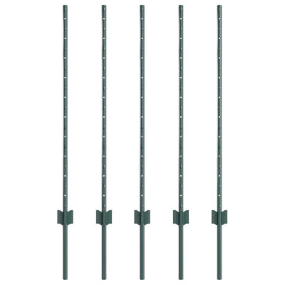Pali per recinzione Vidaxl 5 pz verde 140 cm in acciaio