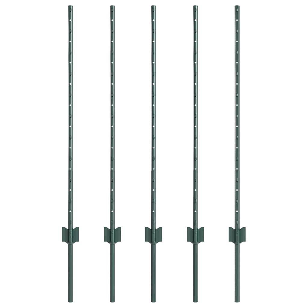 Vidaxl afrasteringspaal 5 pcs groen 140 cm staal