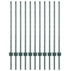 Vidaxl afrasteringspaal 11 pcs groen 100 cm staal