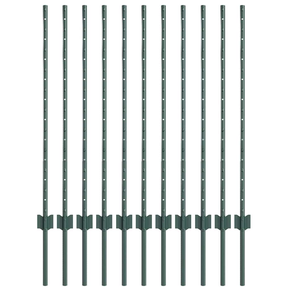 Vidaxl afrasteringspaal 11 pcs groen 100 cm staal