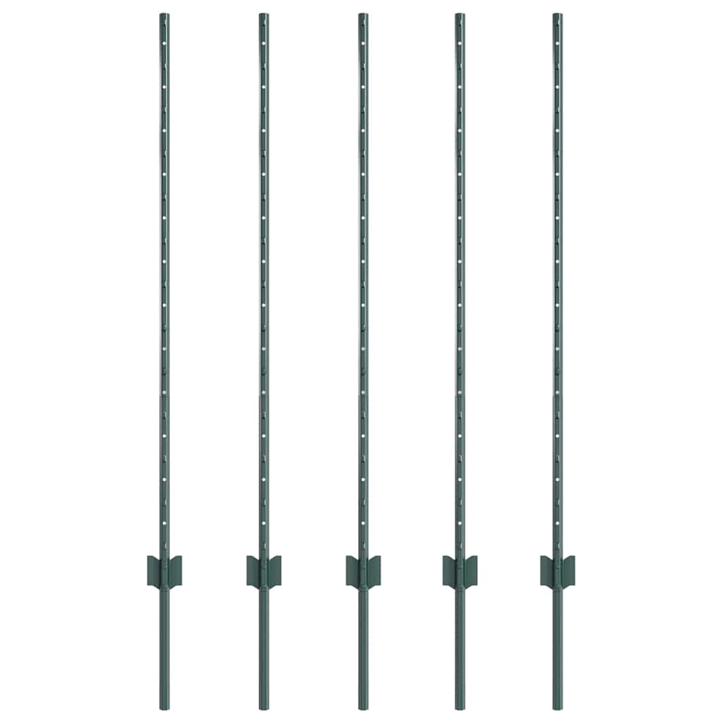 Poste para valla vidaxl 5 piezas verde 120 cm acero
