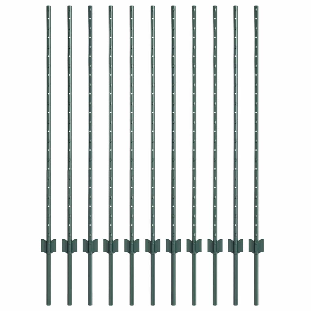 Poste para valla vidaxl 11 piezas verde 120 cm acero