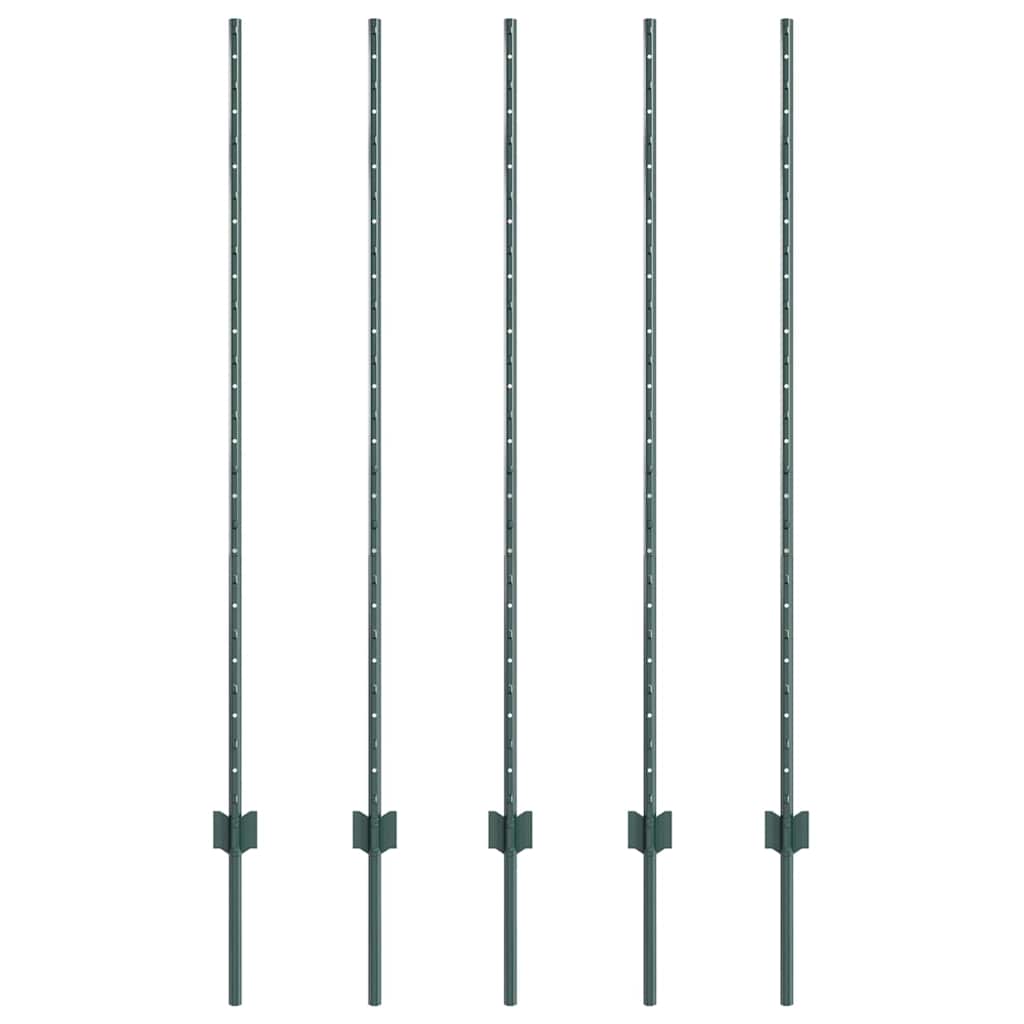 Vidaxl afrasteringspaal 5 pcs groen 140 cm staal