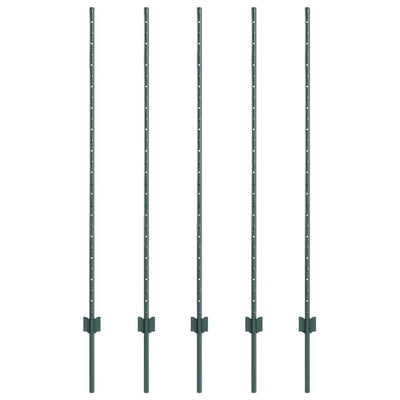 Pali per recinzione Vidaxl 5 pz verde 140 cm in acciaio