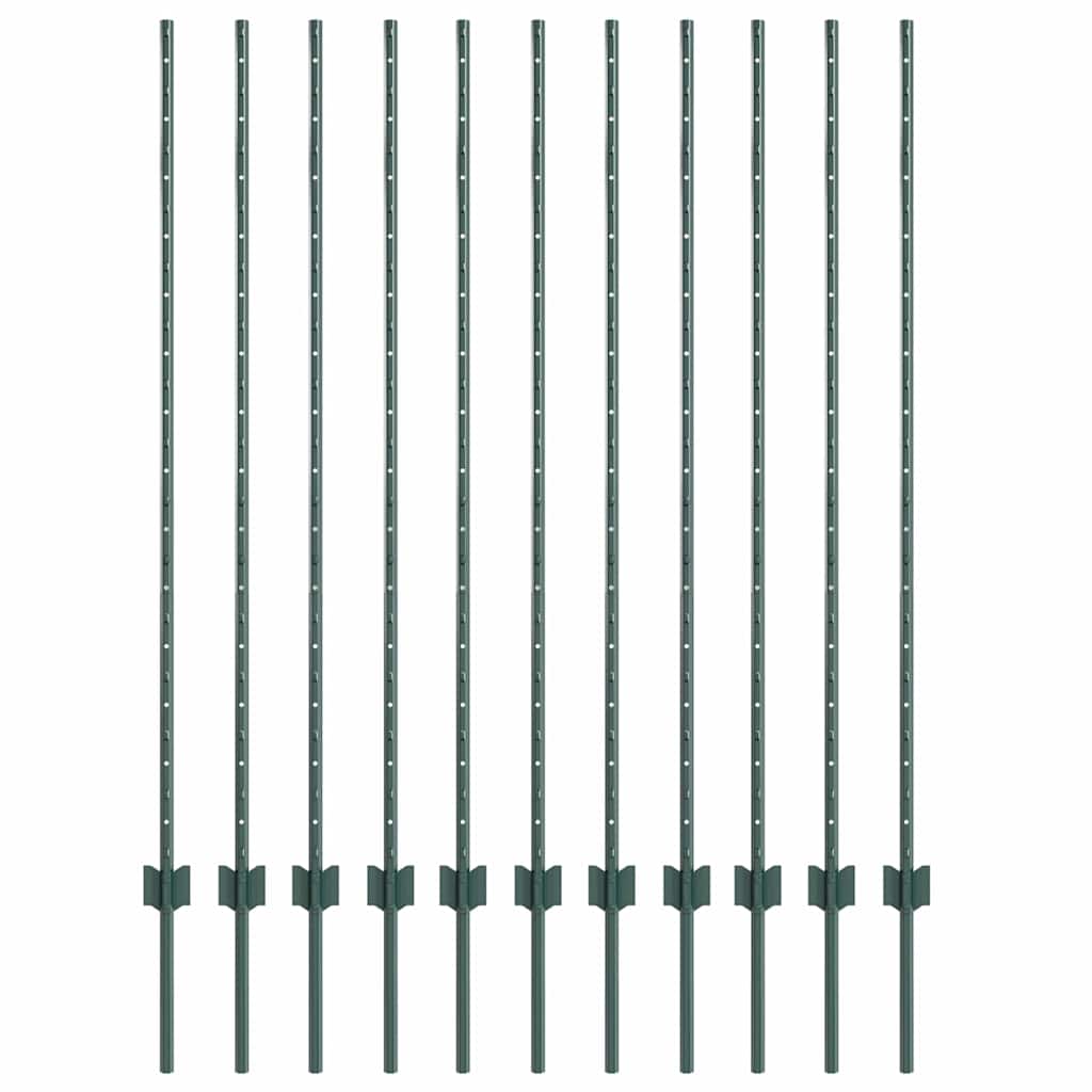 Vidaxl afrasteringspaal 11 pcs groen 140 cm staal