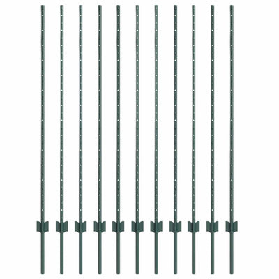 Vidaxl afrasteringspaal 11 pcs groen 140 cm staal