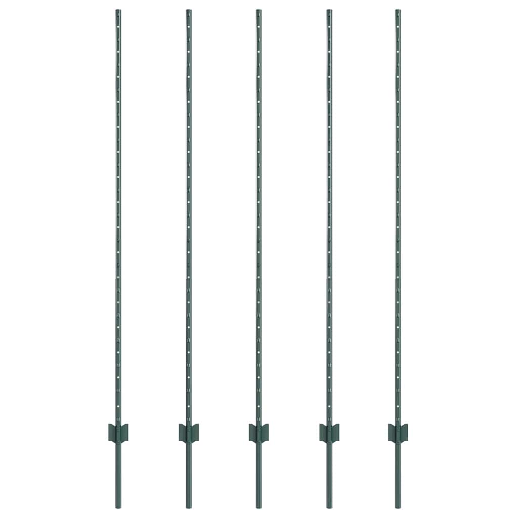 Poste para valla vidaxl 5 piezas verde 150 cm acero