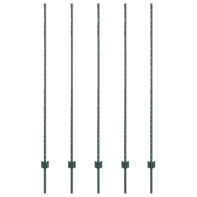 Pali per recinzione Vidaxl 5 pz verde 150 cm in acciaio