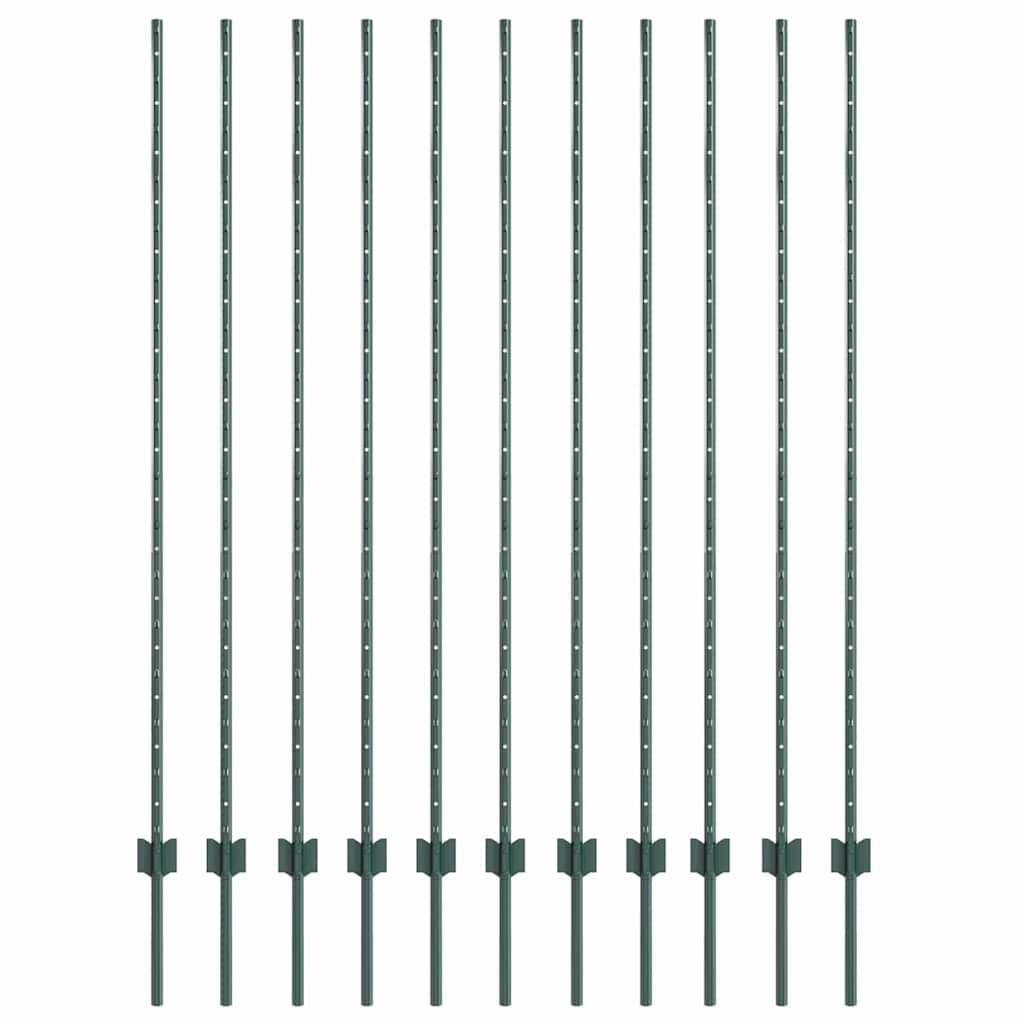 Poste para valla vidaxl 11 piezas verde 150 cm acero