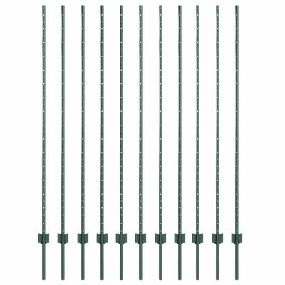 Vidaxl afrasteringspaal 11 pcs groen 150 cm staal
