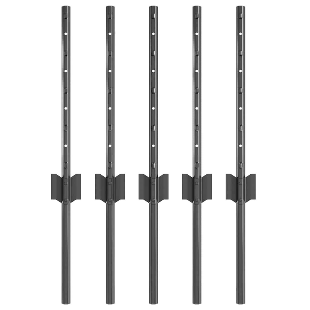 Vidaxl afrasteringspaal 5 pcs grijs 40 cm staal