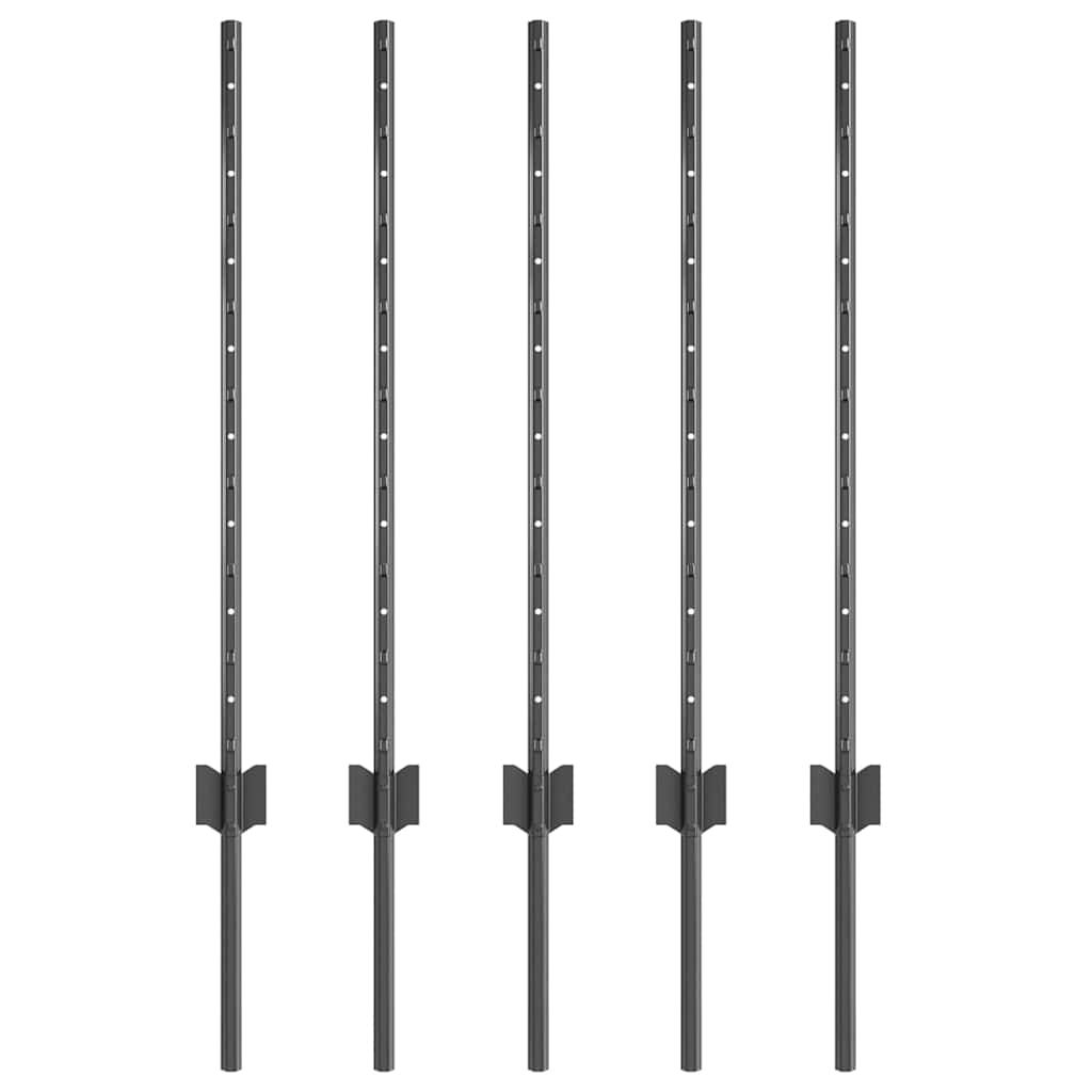 Palo per recinzione Vidaxl 5 pz grigio 80 cm in acciaio