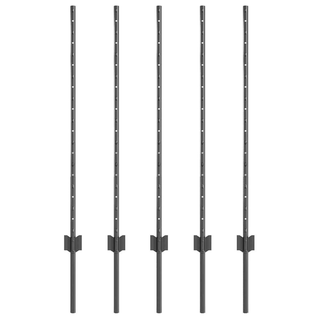 Vidaxl afrasteringspaal 5 pcs grijs 100 cm staal