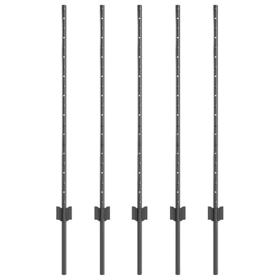 Palo per recinzione Vidaxl 5 pz grigio 100 cm in acciaio