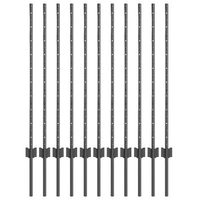 Vidaxl afrasteringspaal 11 pcs grijs 100 cm staal