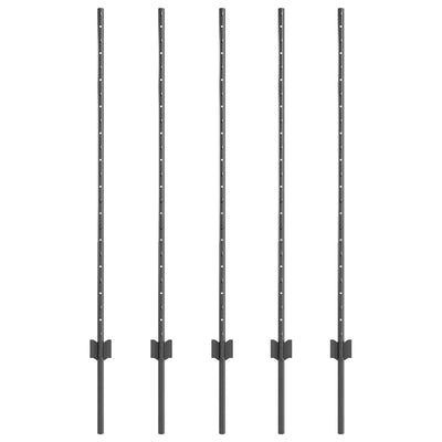 Palo per recinzione Vidaxl 5 pz grigio 120 cm in acciaio