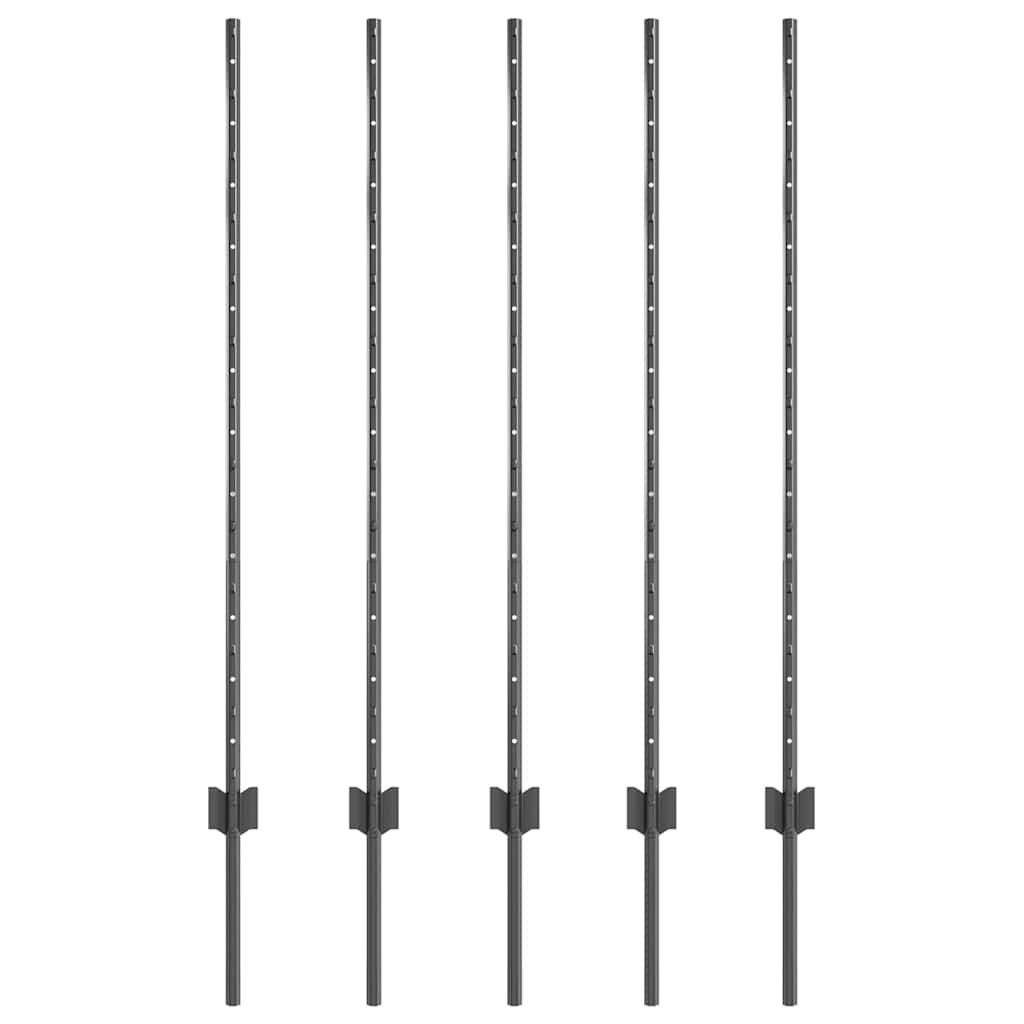Vidaxl poste para valla 5 piezas gris 120 cm acero