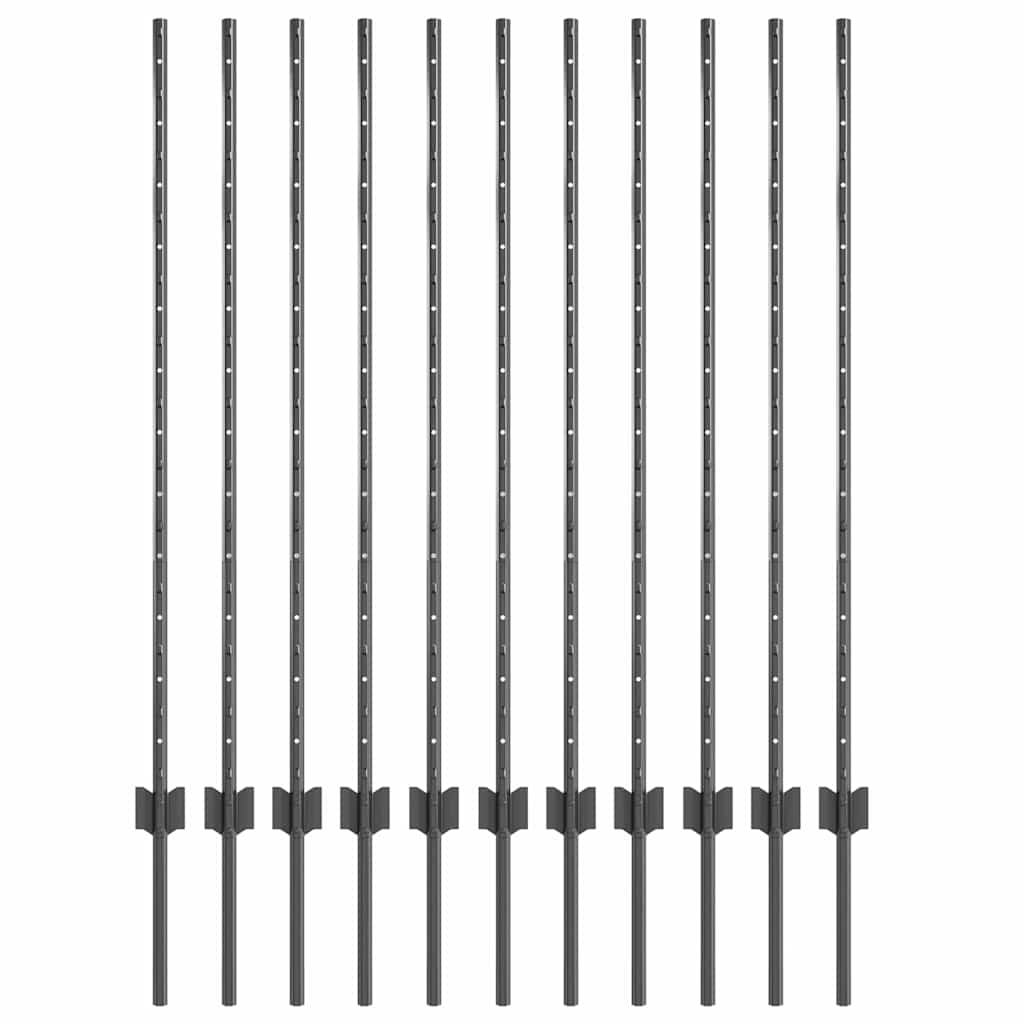 Vidaxl afrasteringspaal 11 pcs grijs 120 cm staal