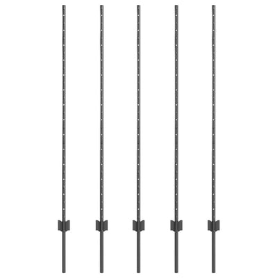 Palo per recinzione Vidaxl 5 pz grigio 140 cm in acciaio