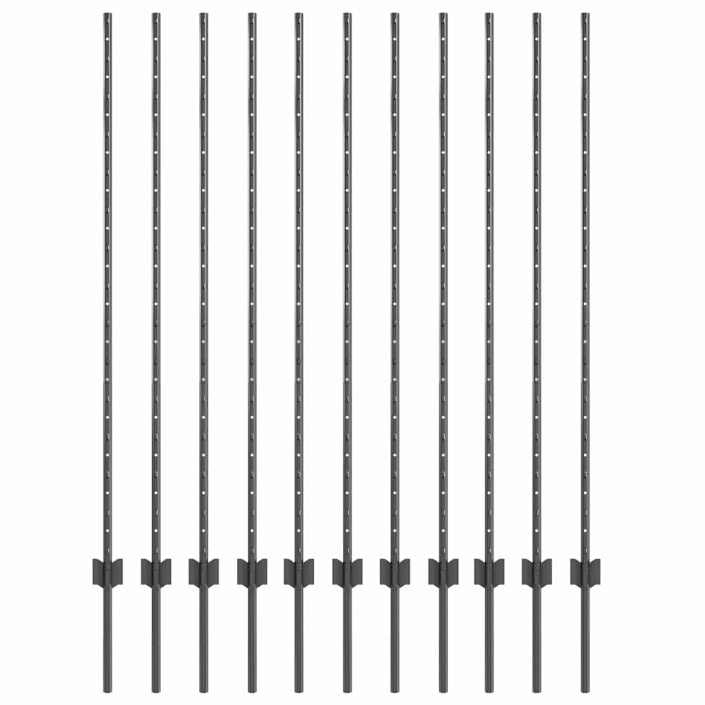 Vidaxl afrasteringspaal 11 pcs grijs 140 cm staal