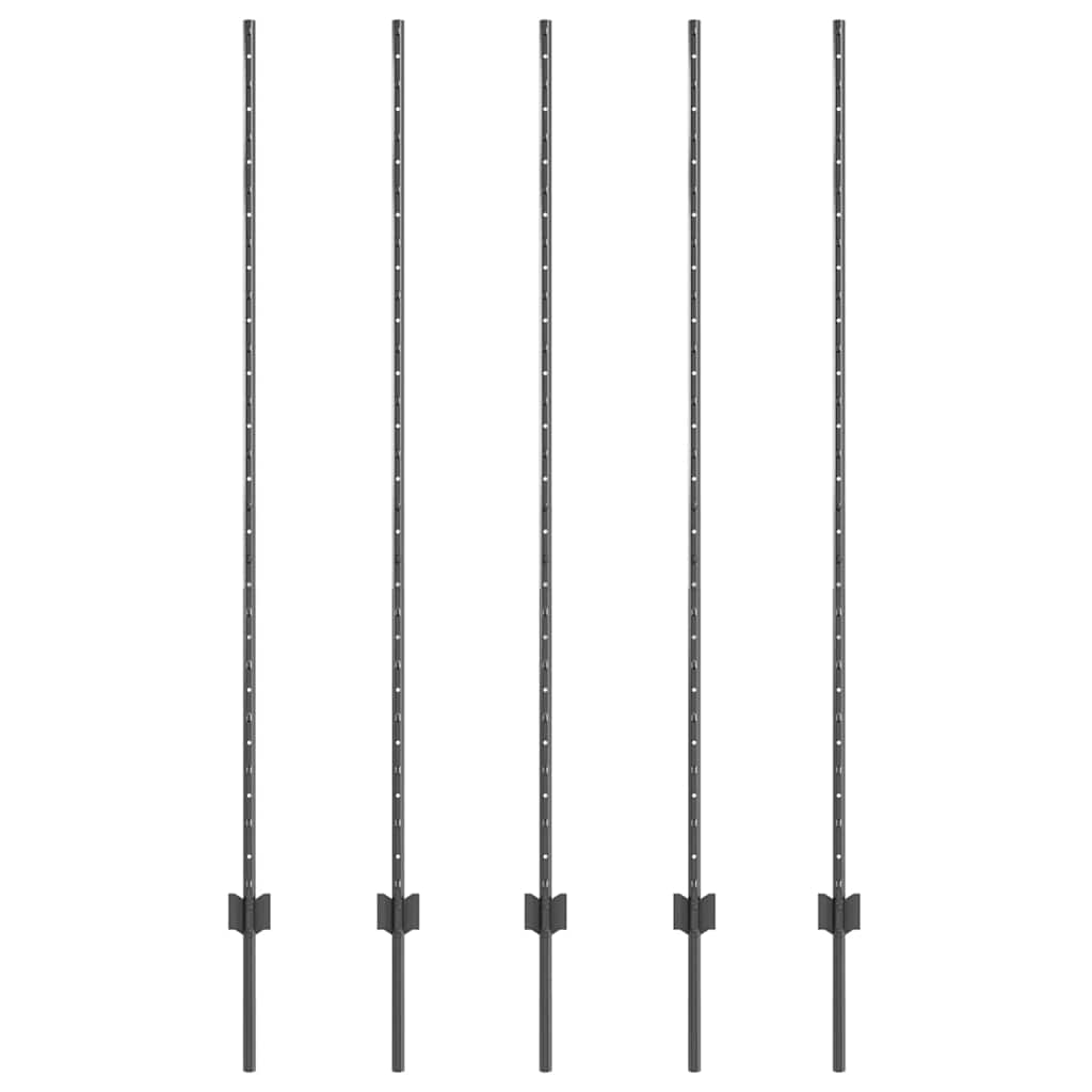 Vidaxl poste para valla 5 piezas gris 150 cm acero