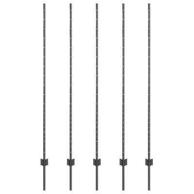 Palo per recinzione Vidaxl 5 pz grigio 150 cm in acciaio