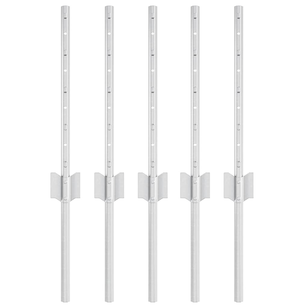 Vidaxl afrasteringspaal 5 pcs zilver 40 cm staal