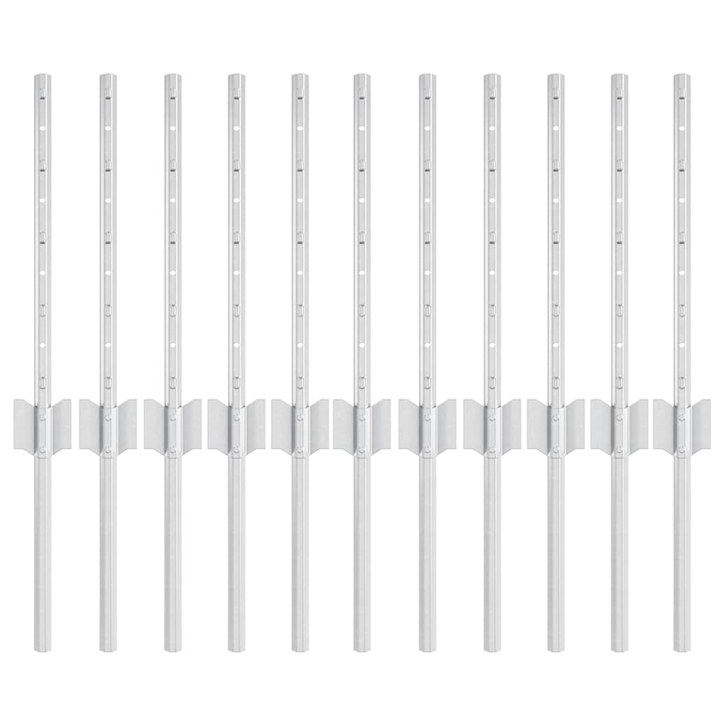 Poste para valla vidaxl 11 piezas plata 40 cm acero