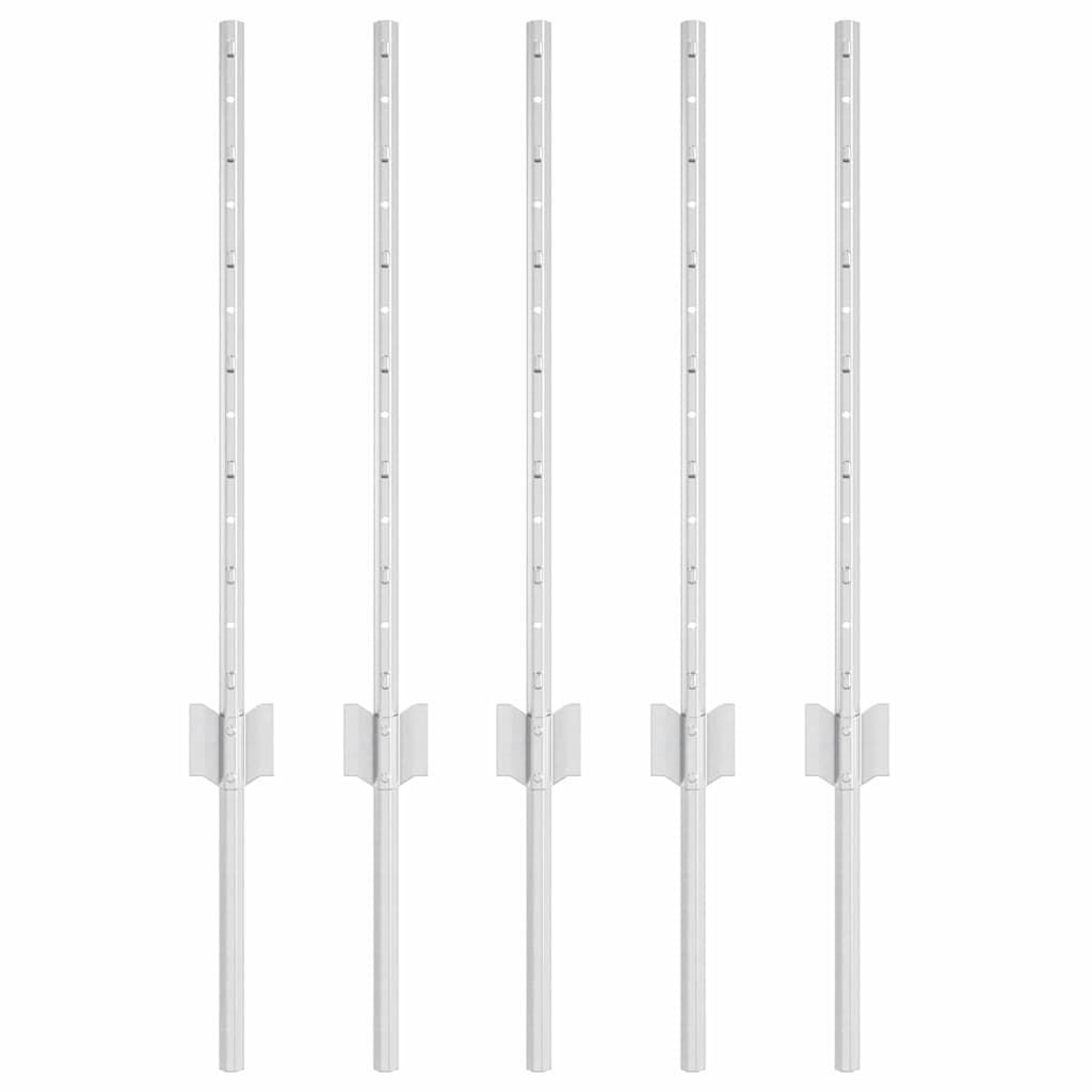 Poste para valla vidaxl 5 piezas plata 60 cm acero
