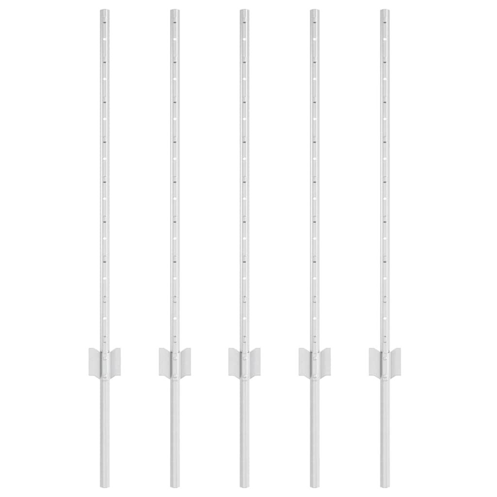 Vidaxl poste para valla 5 piezas plata 80 cm acero